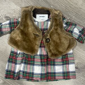 0-3M gap dress with fur vest